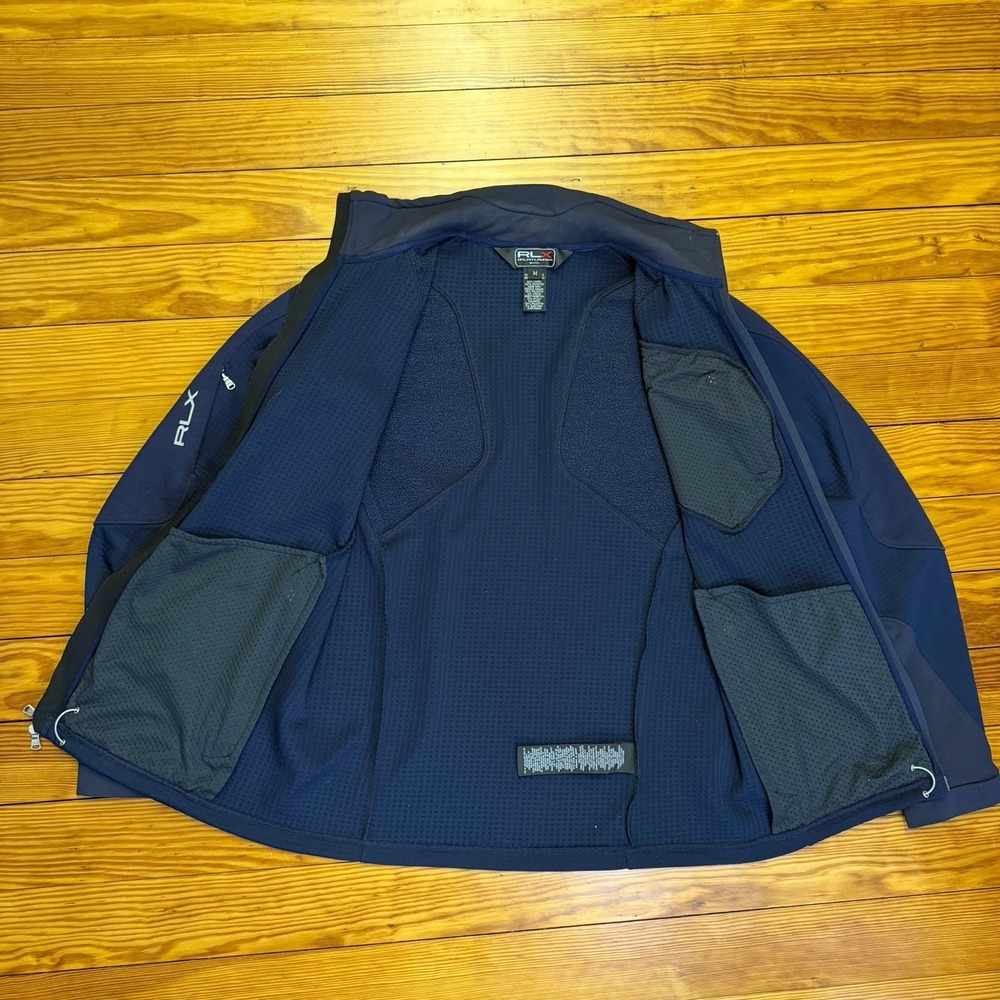 RLX Ralph Lauren Mens Medium Navy Blue Full Zip Performance Stretch Zip Pockets - Picture 10 of 16